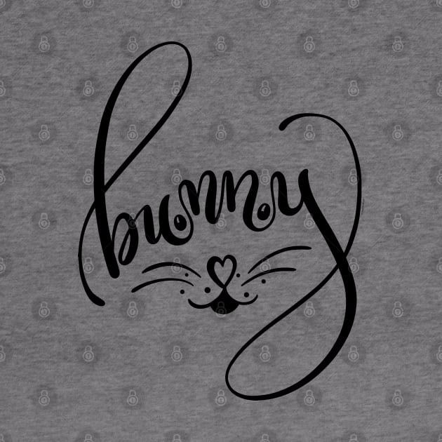 Bunny Word Art  Bunny Face Hand Lettered Design by DoubleBrush